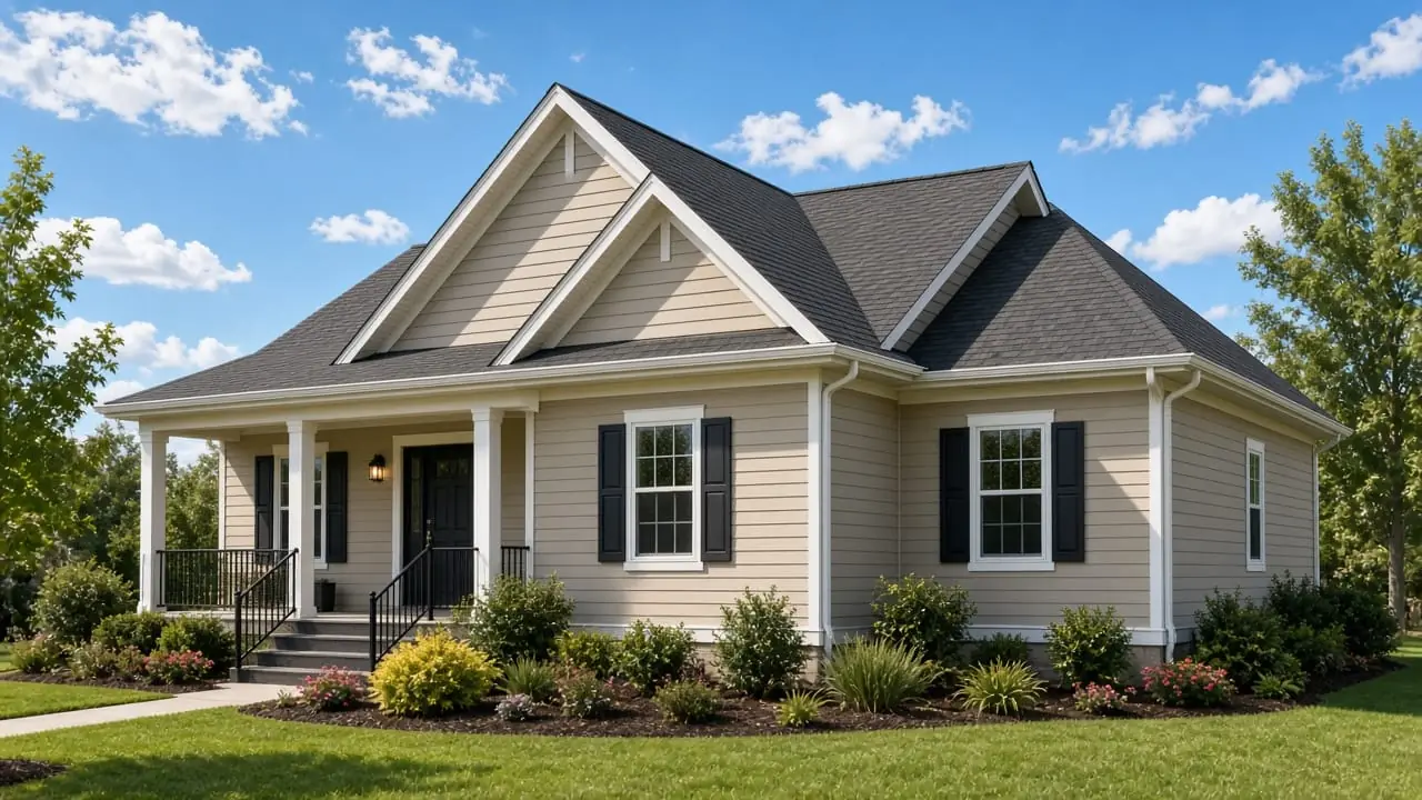 Suburban house with a pitched gable roof